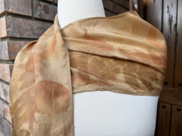 Eco-Dyed Silk Scarf (S-0009) - Pink, Brown, Red, Orange