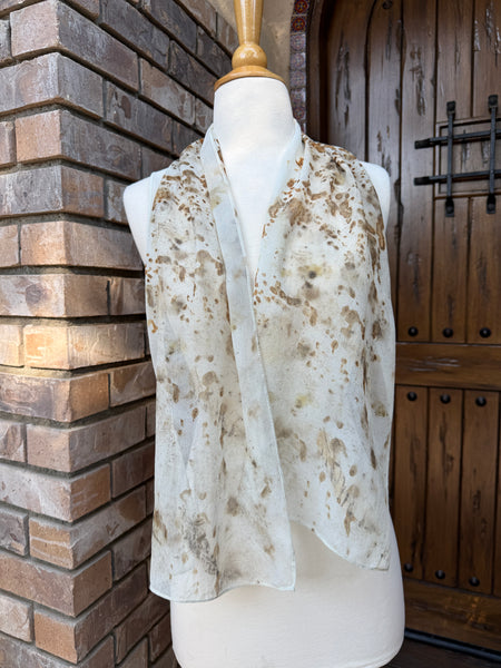 Eco-Dyed Chiffon Scarf (SC-0006) - Brown, Tan, Rust, Black