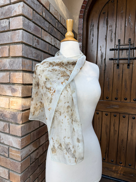 Eco-Dyed Chiffon Scarf (SC-0006) - Brown, Tan, Rust, Black