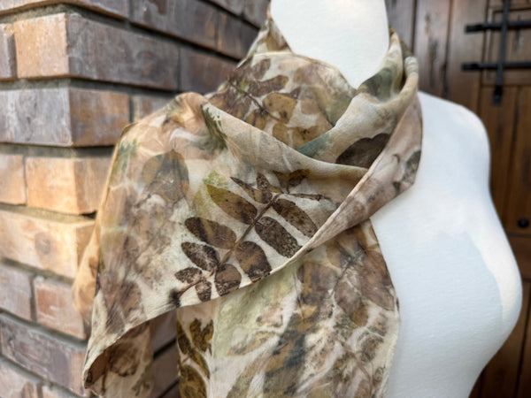 Eco-Dyed Chiffon Scarf (SC-0007) - Pink, Brown, Tan, Rust, Black, Green