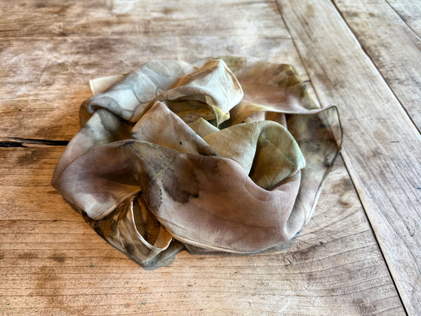 Eco-Dyed Chiffon Scarf (SC-0009) - Pink, Brown, Tan, Rust, Black, Green