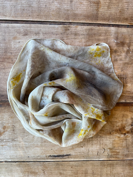 Eco-Dyed Chiffon Scarf (SC-0010) - Cream, Tan, Brown, Golden Yellow