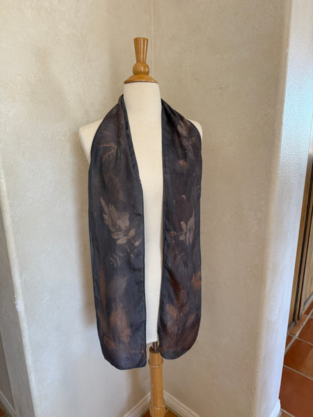 Eco-Dyed Silk Scarf (S-0014) - Purple, Pink, Red, Cream