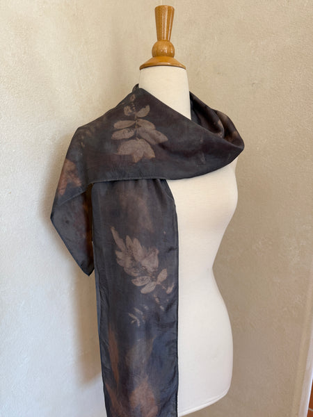 Eco-Dyed Silk Scarf (S-0014) - Purple, Pink, Red, Cream