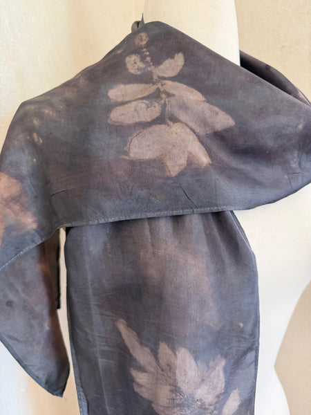 Eco-Dyed Silk Scarf (S-0014) - Purple, Pink, Red, Cream