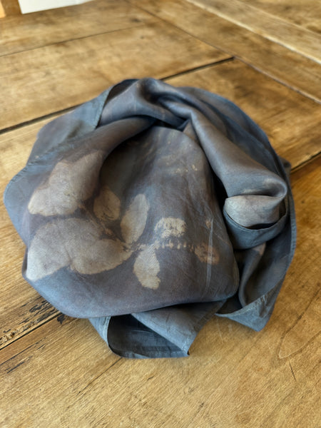 Eco-Dyed Silk Scarf (S-0014) - Purple, Pink, Red, Cream