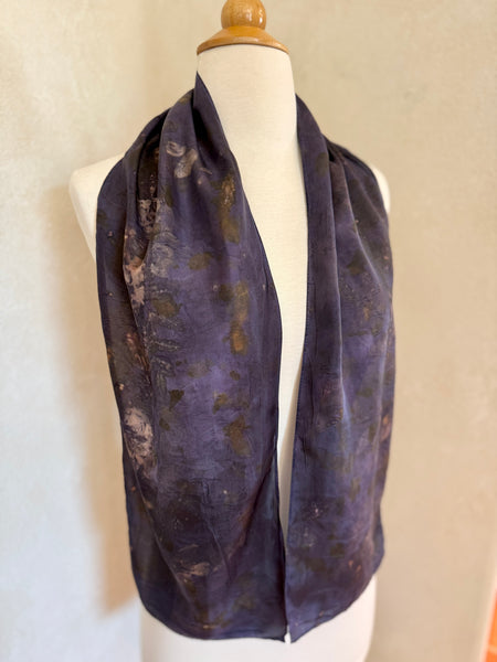 Eco-Dyed Silk Scarf (S-0015) - Purple, Pink, Red, Cream, Gold