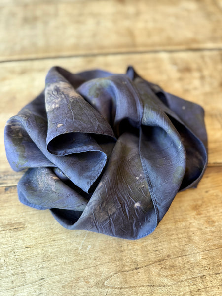 Eco-Dyed Silk Scarf (S-0015) - Purple, Pink, Red, Cream, Gold