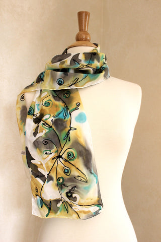 Floral Fantasy - Gold, Blue, Black and Metallic Green