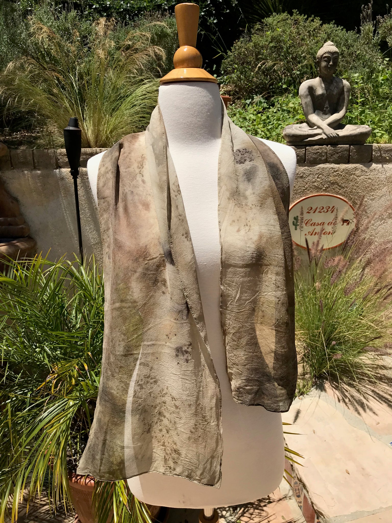 Eco-Dyed Chiffon Scarf (SC-0001) - Brown, Tan, Rust, Black