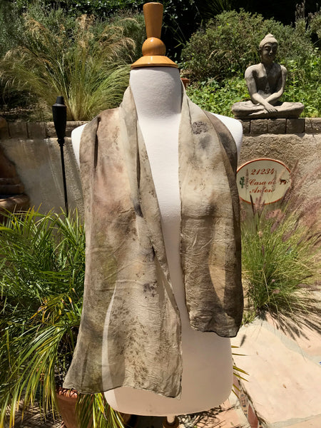Eco-Dyed Chiffon Scarf (SC-0001) - Brown, Tan, Rust, Black