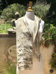 Eco-Dyed Crepe de Chine Scarf (CC-0002) - Dark Brown, Light Brown, Tan, Black